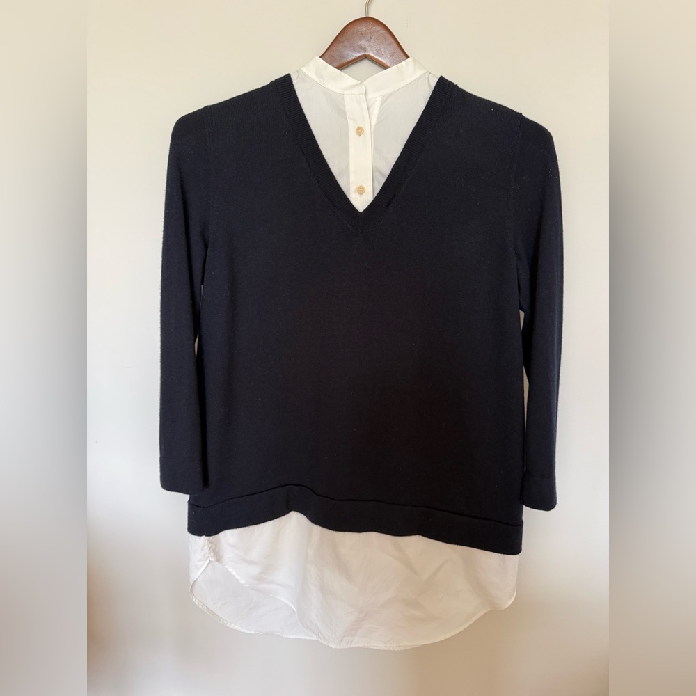 Akris Punto Layered Navy Sweater Shirt